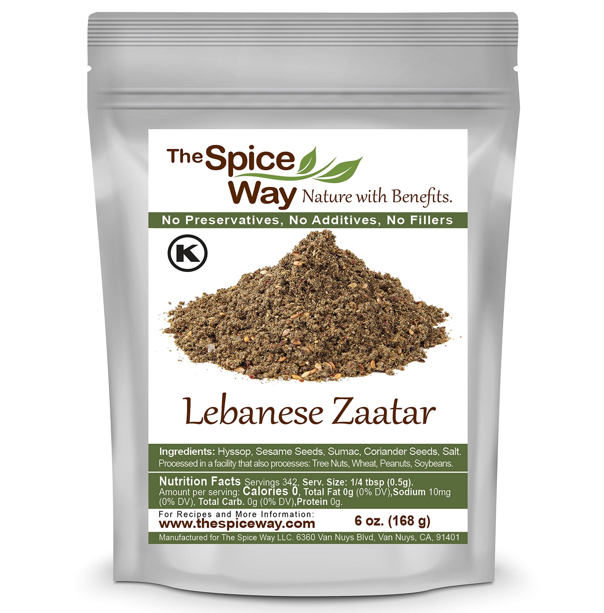 The Spice Way - Traditional Lebanese Zaatar With Hyssop | 6 Oz | (No Thyme That Is Used As An Hyssop Substitute) Freshly Grown S