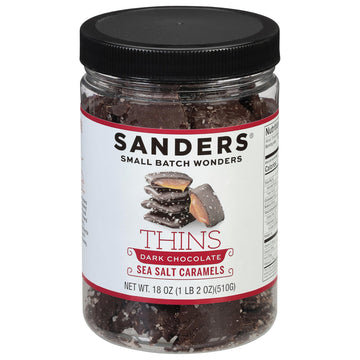 Sanders Dark Chocolate Sea Salt Caramel Thins - 18 oz. Tub