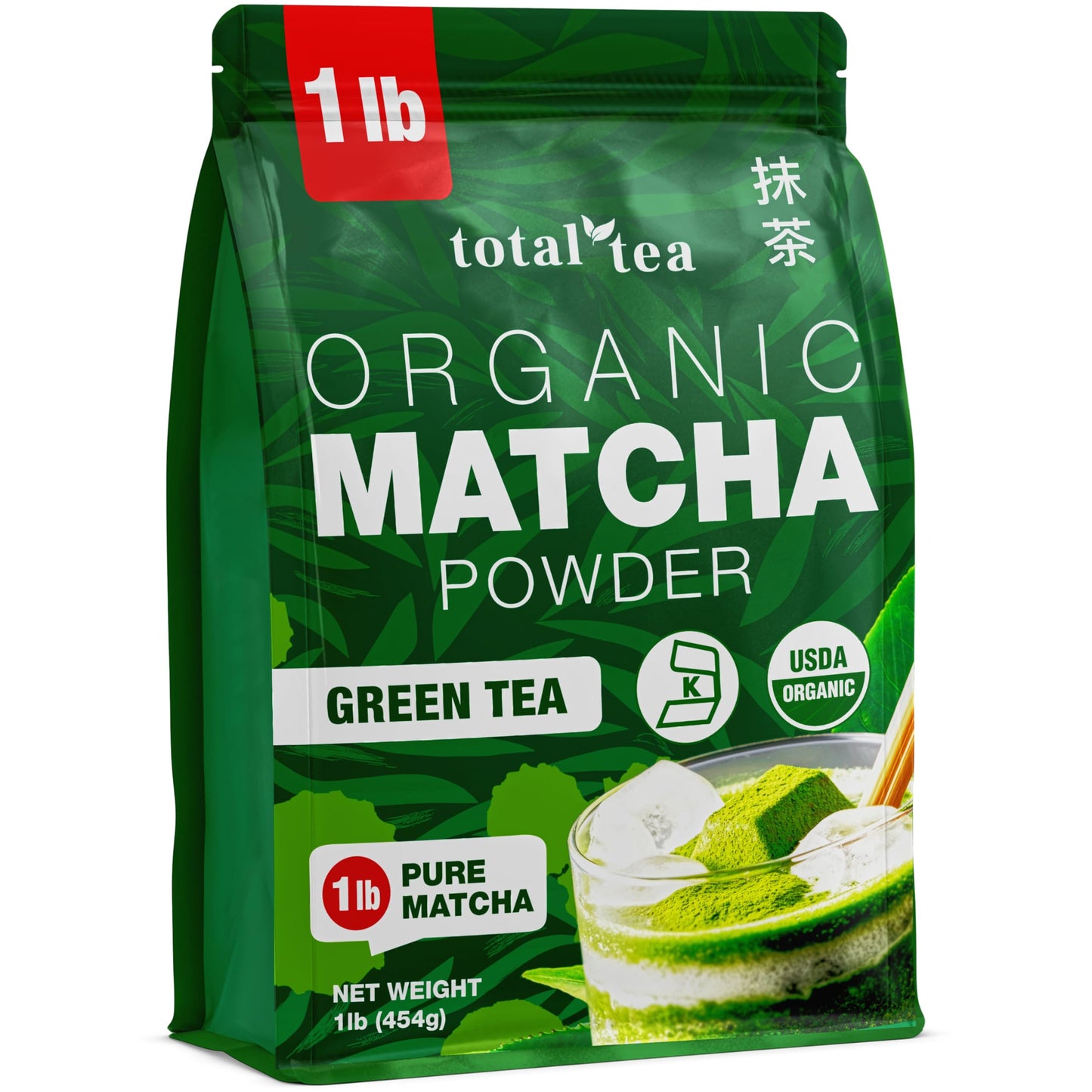 Organic Matcha Green Tea Powder (1Lb) – Certified Usda Organic Powder For Matcha Latte, Tea, And Smoothies – Kosher, Non-Gmo, Antioxidant Rich Fruit Tea By Total Tea