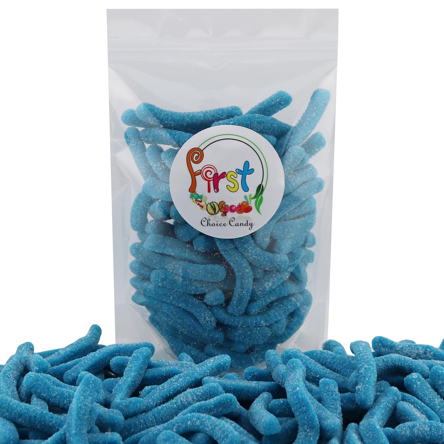 Firstchoicecandy Sweet & Sour Gummy Worms, Multi Flavors And Solid Colors (5 Pound, Sour Blue Raspberry)