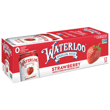 Waterloo Sparkling Water, Strawberry Naturally Flavored, 12 Fl Oz Cans (Pack Of 12) - Zero Calories And Zero Sugar Or Sweeteners