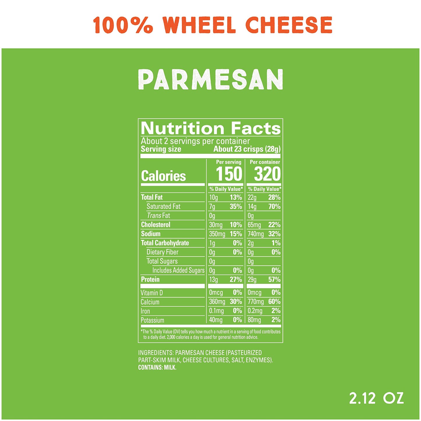 Whisps Parmesan Cheese Crisps | High Protein Gluten Free Snacks | 2.12 Oz, 6 Pack