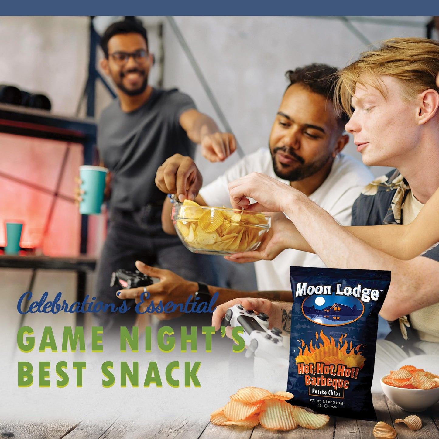 BraveGoods Hot Barbeque Potato Chips – Kosher & Halal Snacks, Pack of 21, 1.5 Oz Each, Perfect for Parties & Movie Nights