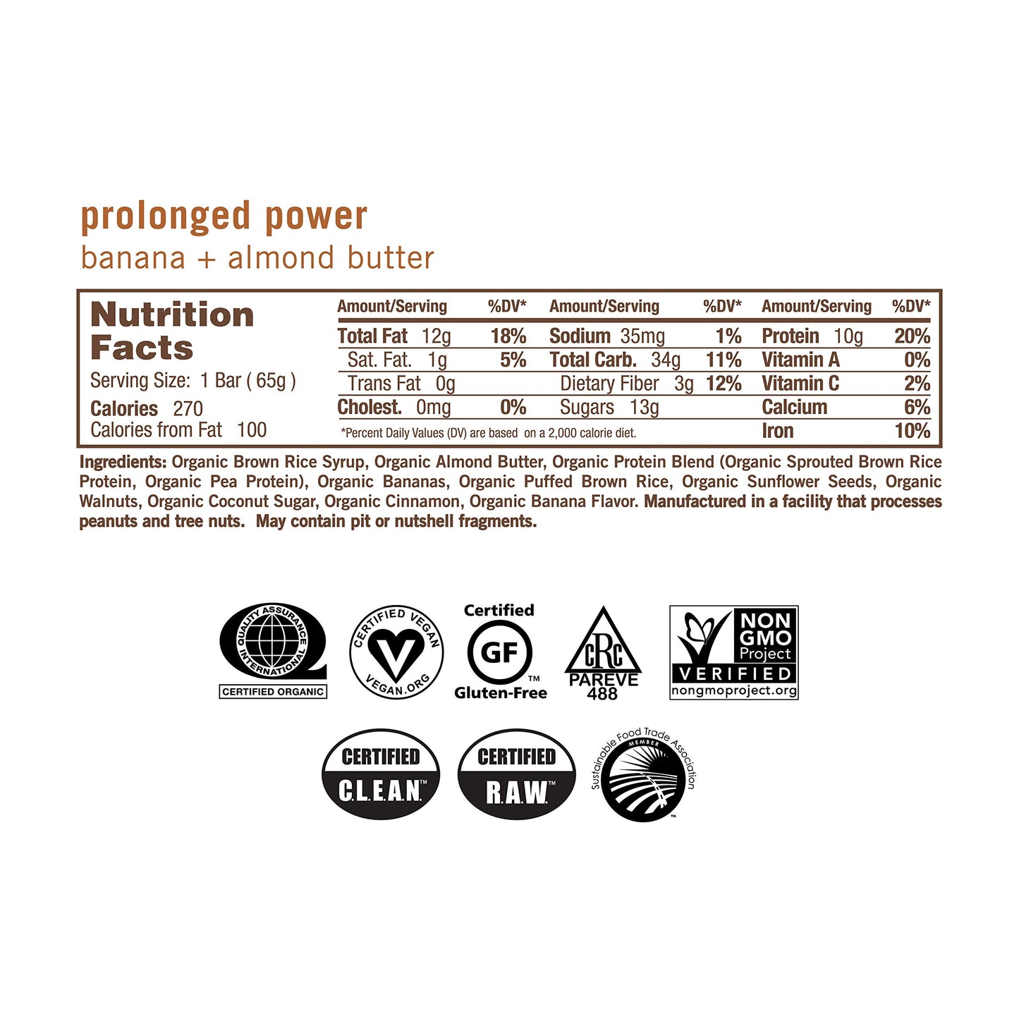 Gomacro Macrobar Organic Vegan Protein Bars Banana + Almond Butter 1.9 Ounce Bars (Pack Of 12)