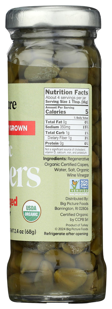 Big Picture Foods Organic Wild Foraged Capers  3.5 Oz
