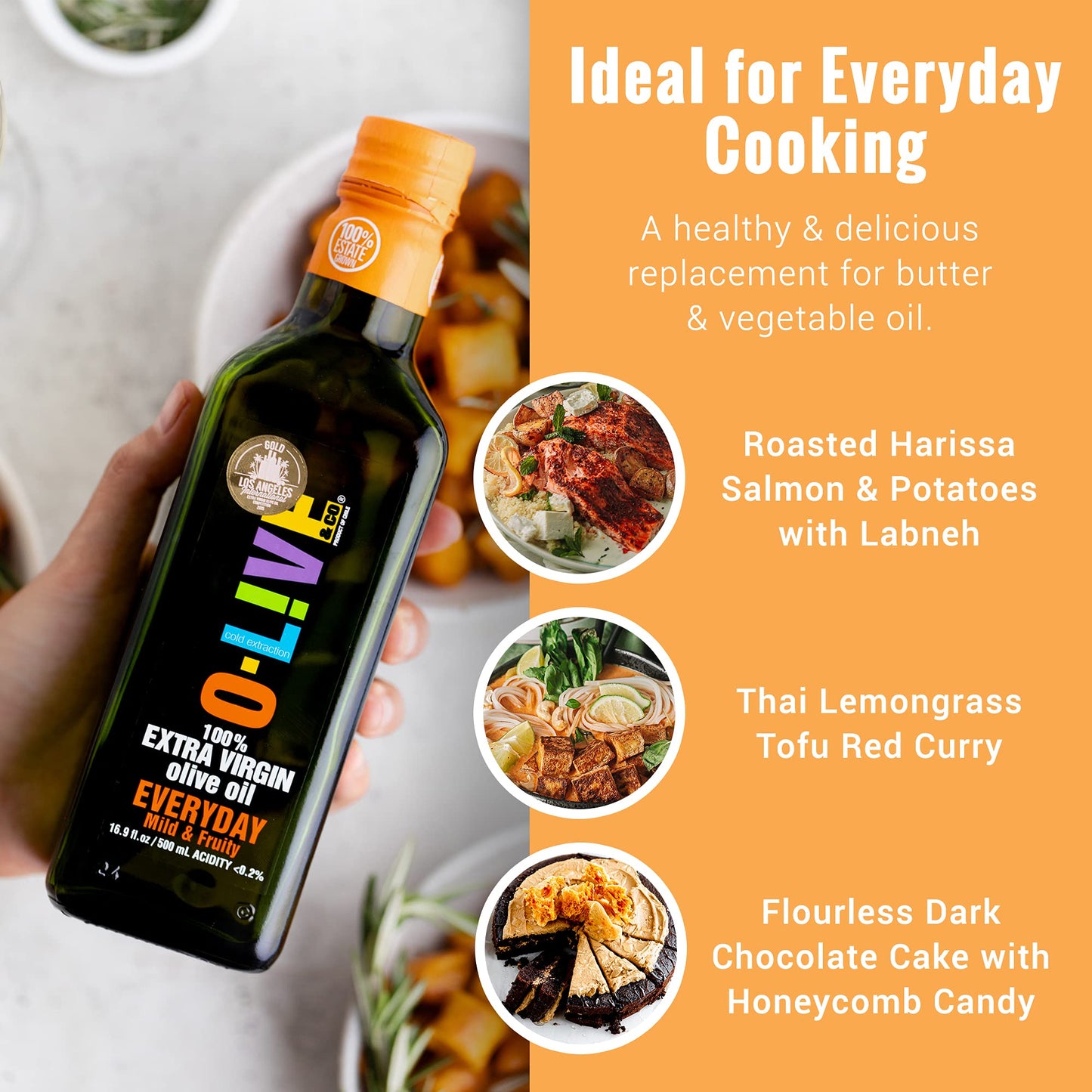 O-Live & Co. Extra Virgin Olive Oil - First Cold-Pressed, Mild & Fruity - 25 Fl Oz (Pack of 1) - NON-GMO, Kosher, Gluten Free