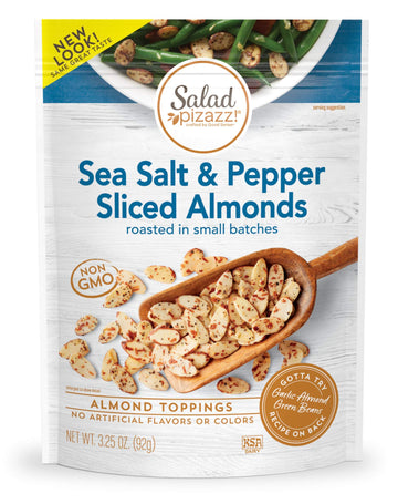 Salad Pizazz Sliced Almonds  Sea Salt ed Pepper  Non-GMO  All-Natural  Kosher Salad Topper  Resealable Bag  3.25 Ounce