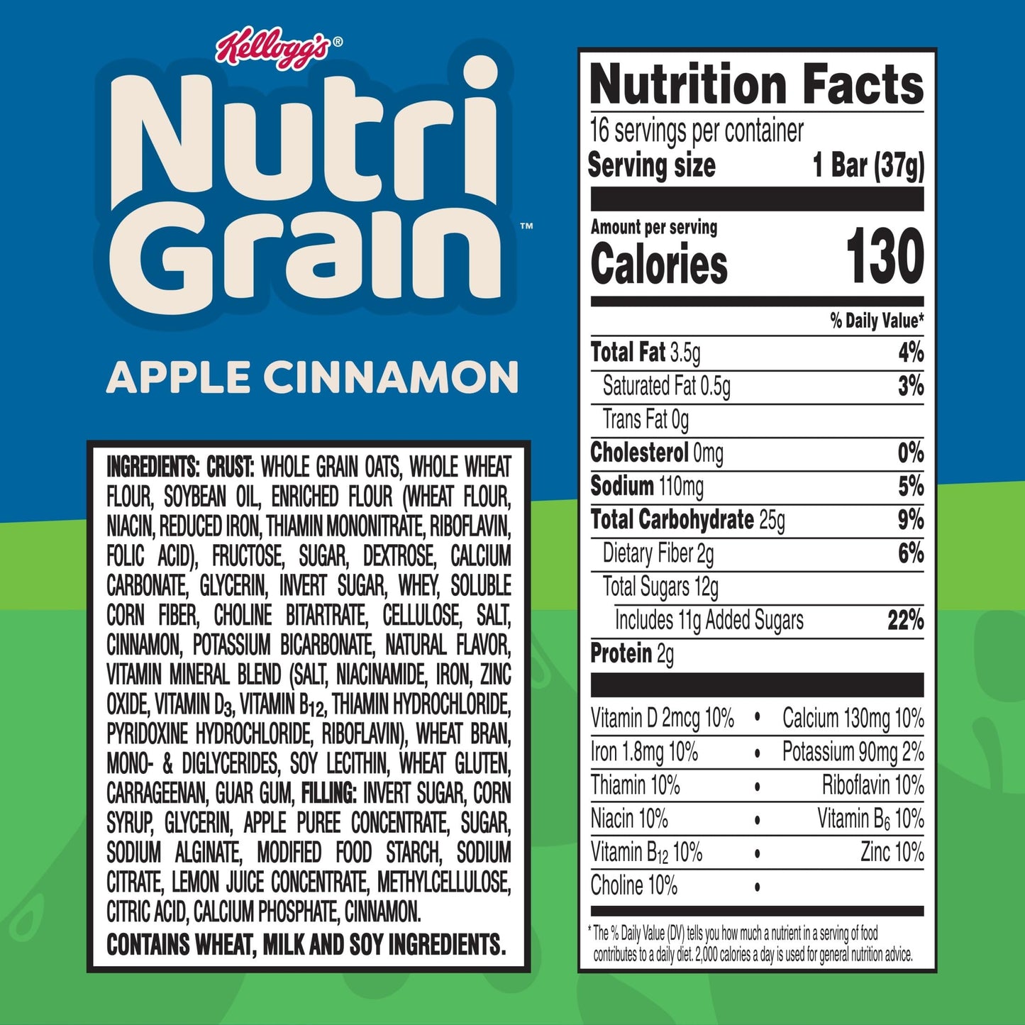 Nutri-Grain Breakfast Bars, Made with 10g Whole Grains, Snack Bars, Apple Cinnamon (3 Boxes, 48 Count)