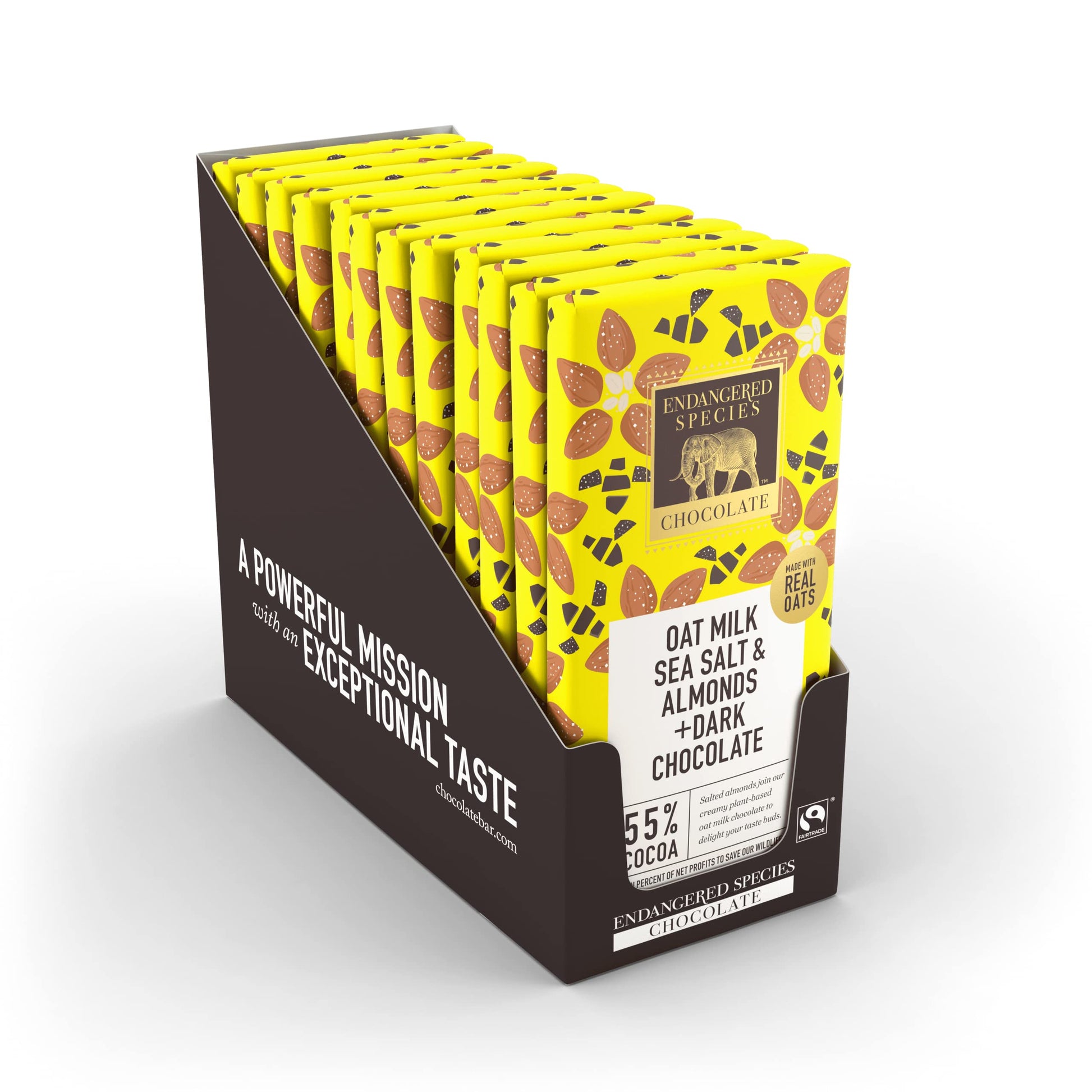 Endangered Species Oat Milk Dark Chocolate Bar With Sea Salt & Almonds (55% Cocoa)