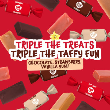 Neapolitan Taffies Candy Mix - 2 Pound Bulk Pack (150 Count) - Individually Wrapped Premium Assorted Caramels - Vanilla, Chocola