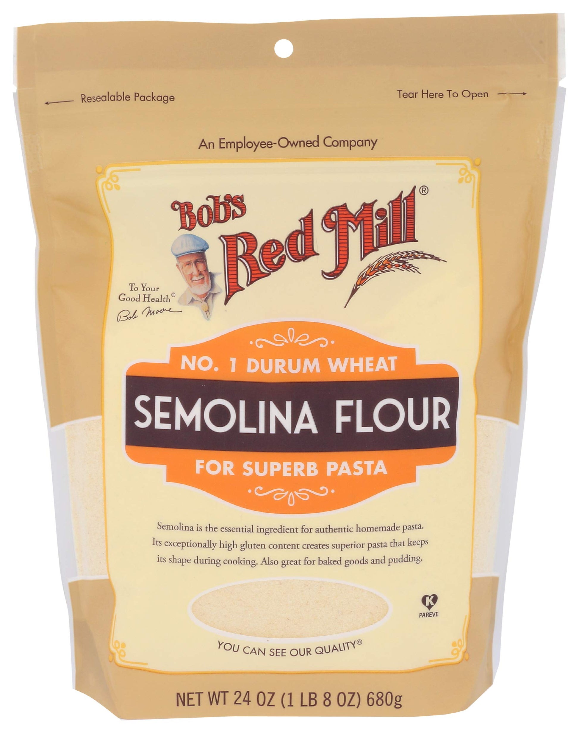 Bobs Red Mill Semolina Pasta Flour 24 OZ (Pack of 1)