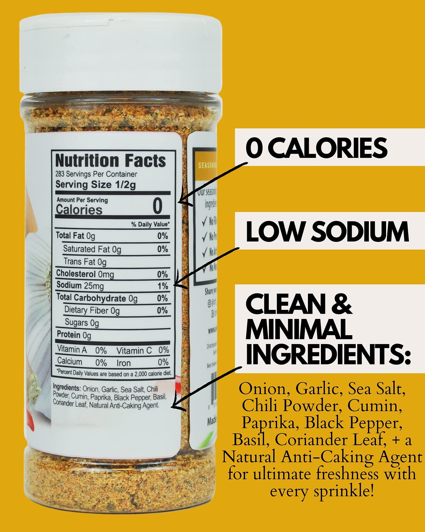 Everything Seasoning - Very Low Sodium All Purpose Seasoning With Onion, Chili, Sea Salt, Black Pepper, Basil & Garlic Powder -