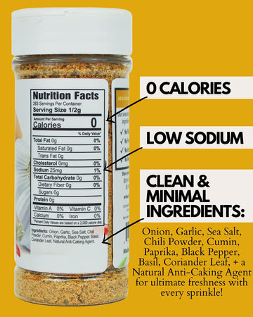 Everything Seasoning - Very Low Sodium All Purpose Seasoning With Onion, Chili, Sea Salt, Black Pepper, Basil & Garlic Powder -