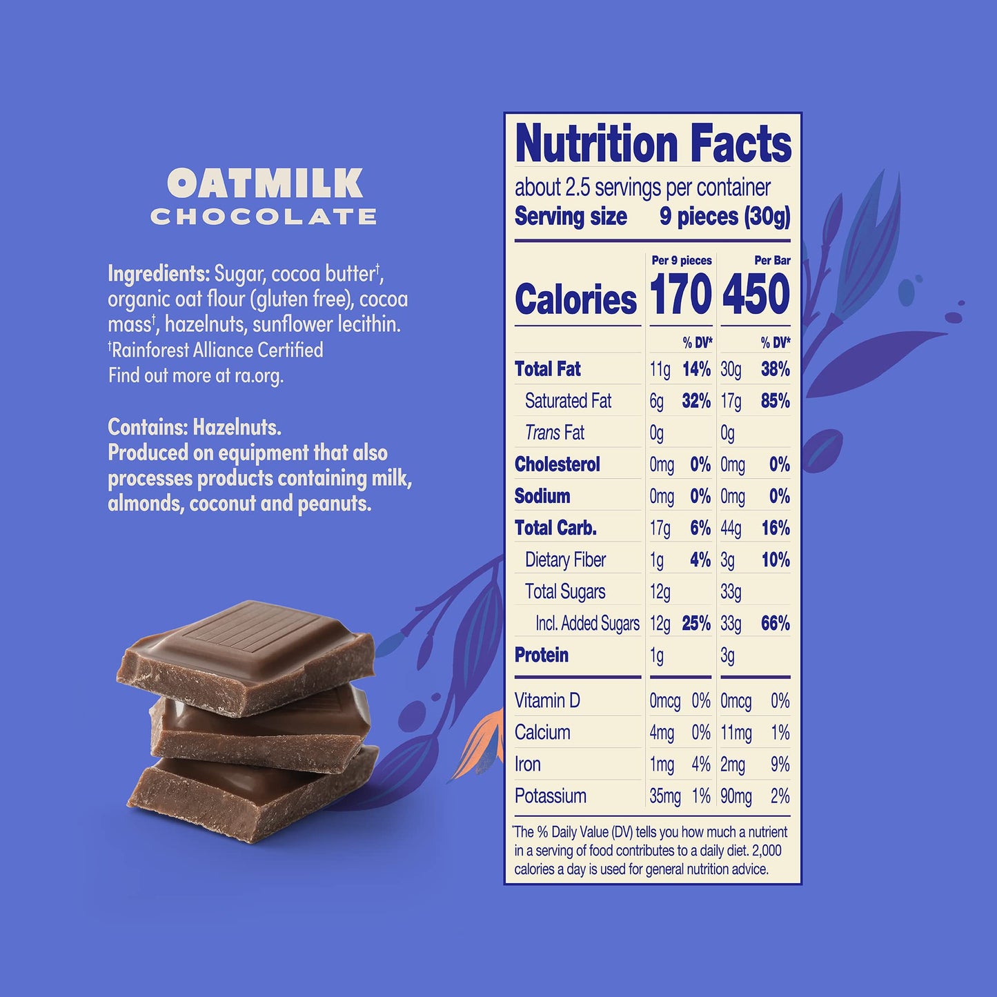 Lovo Oatmilk Chocolate Bar, 100% Plant-Based Dairy-Alternative Milk Chocolate, Creamy And Delectable Vegan Milk Chocolate Made W