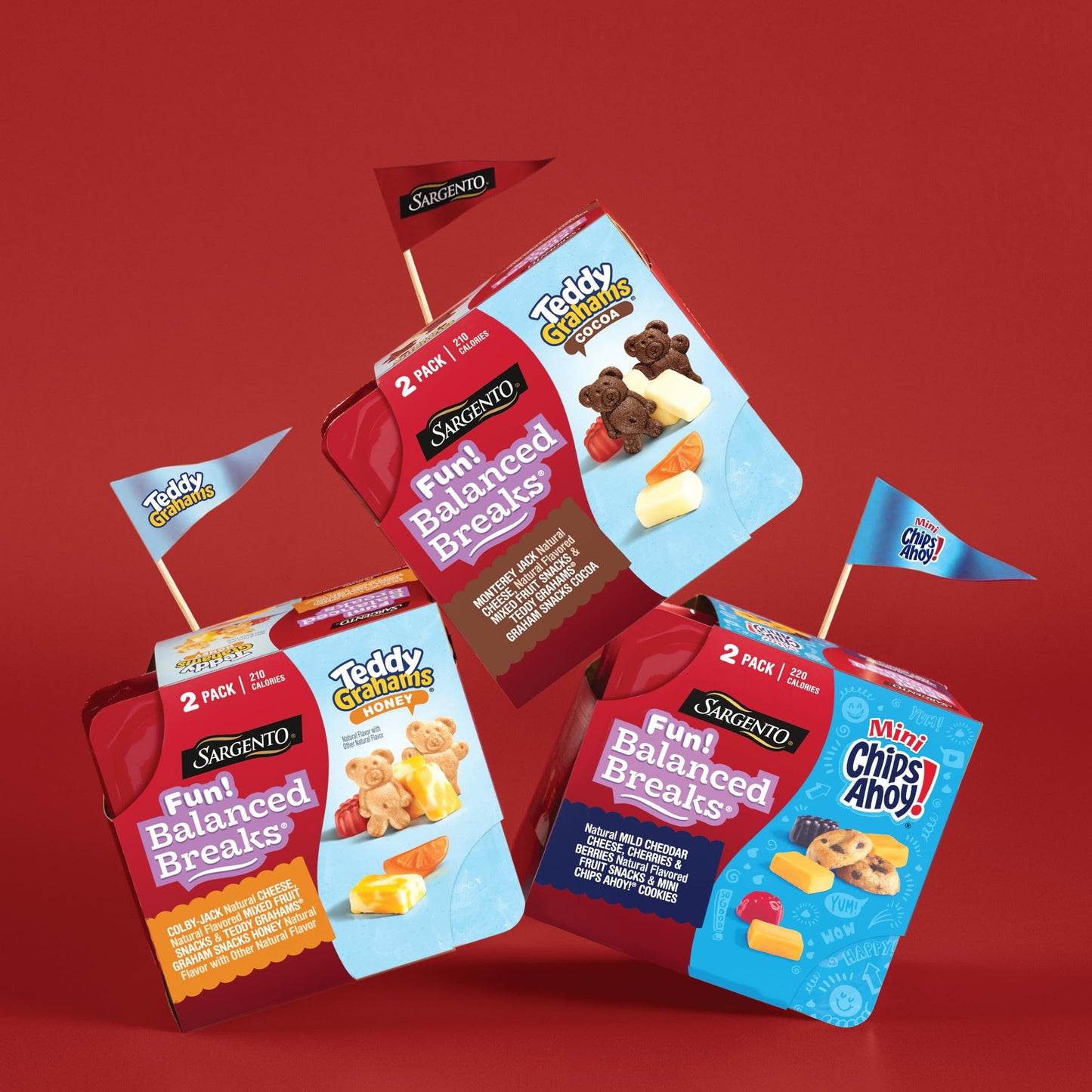 Sargento Fun! Balanced Breaks Natural Mild Cheddar Cheese, Cherries & Berries Natural Flavored Fruit Snacks & Mini CHIPS AHOY! C