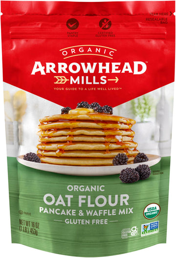 Arrowhead Mills Oat Flour Pancake & Waffle Mix, 16 Ounce Bag (Pack of 6)