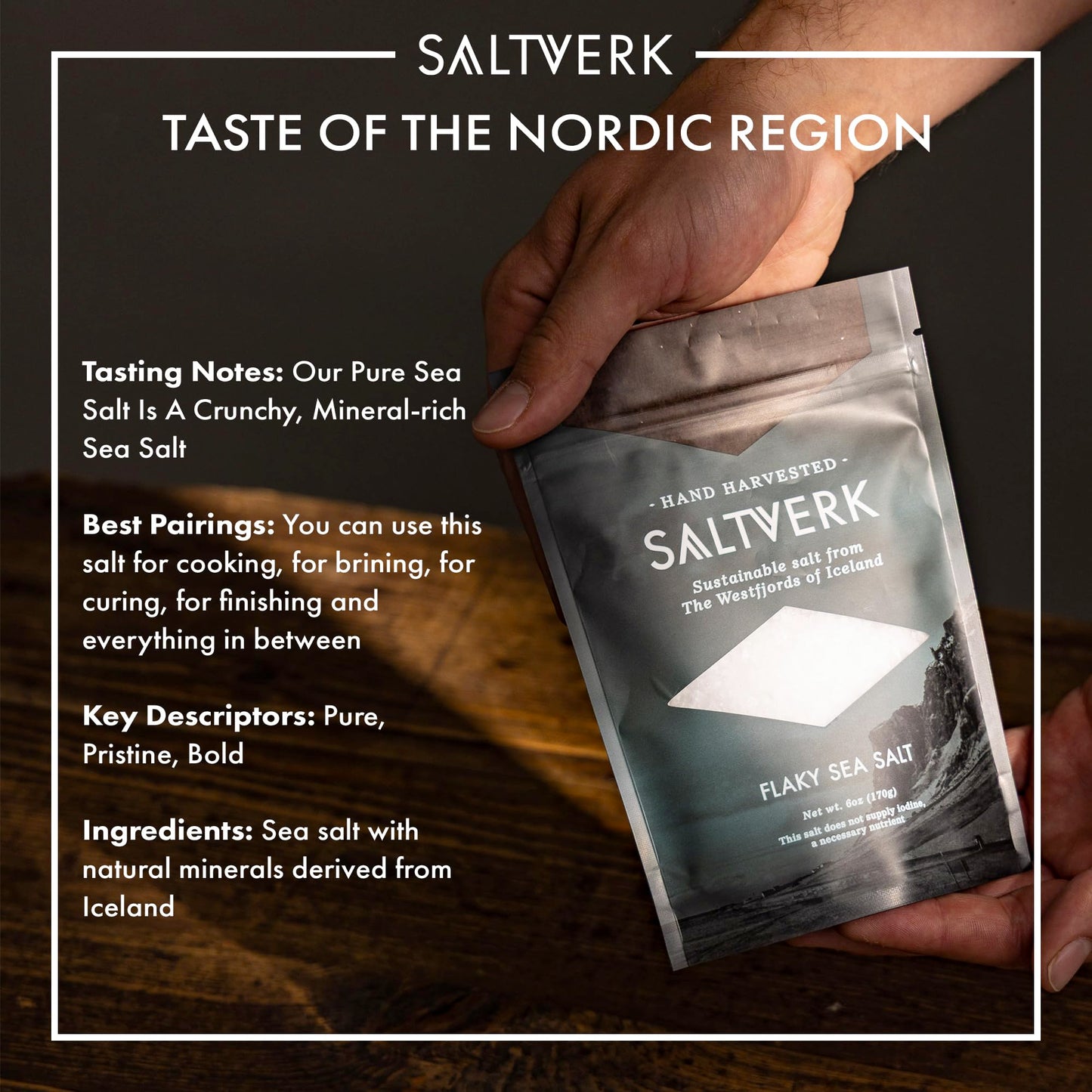 Saltverk Sea Salt - Gourmet  Icelandic  Hand Harvested and Sustainably Made - Flaky 6 Oz