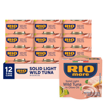 Rio Mare Solid Light Skipjack Tuna In Olive Oil  5.6 Ounce Can (Pack Of 12)  Italy S No.1 Tuna Brand  Wild Caught  High Protein Canned Tuna