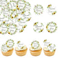 Fyeoxle Edible Sunflowers Cupcake Toppers, Wafer Paper, 1.77 inches, Floral Cake Decor for Weddings and Baby Showers