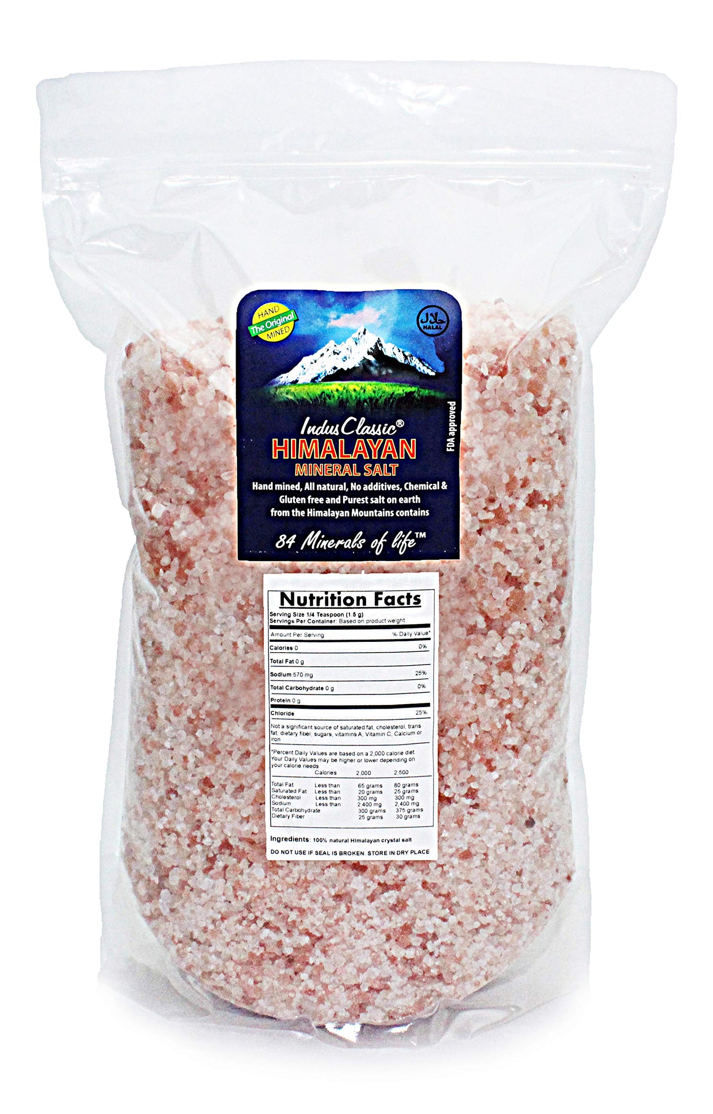 IndusClassic Himalayan Edible Pink Coarse Grain Salt, 20 lbs, Unprocessed, 3-6mm Grain Size