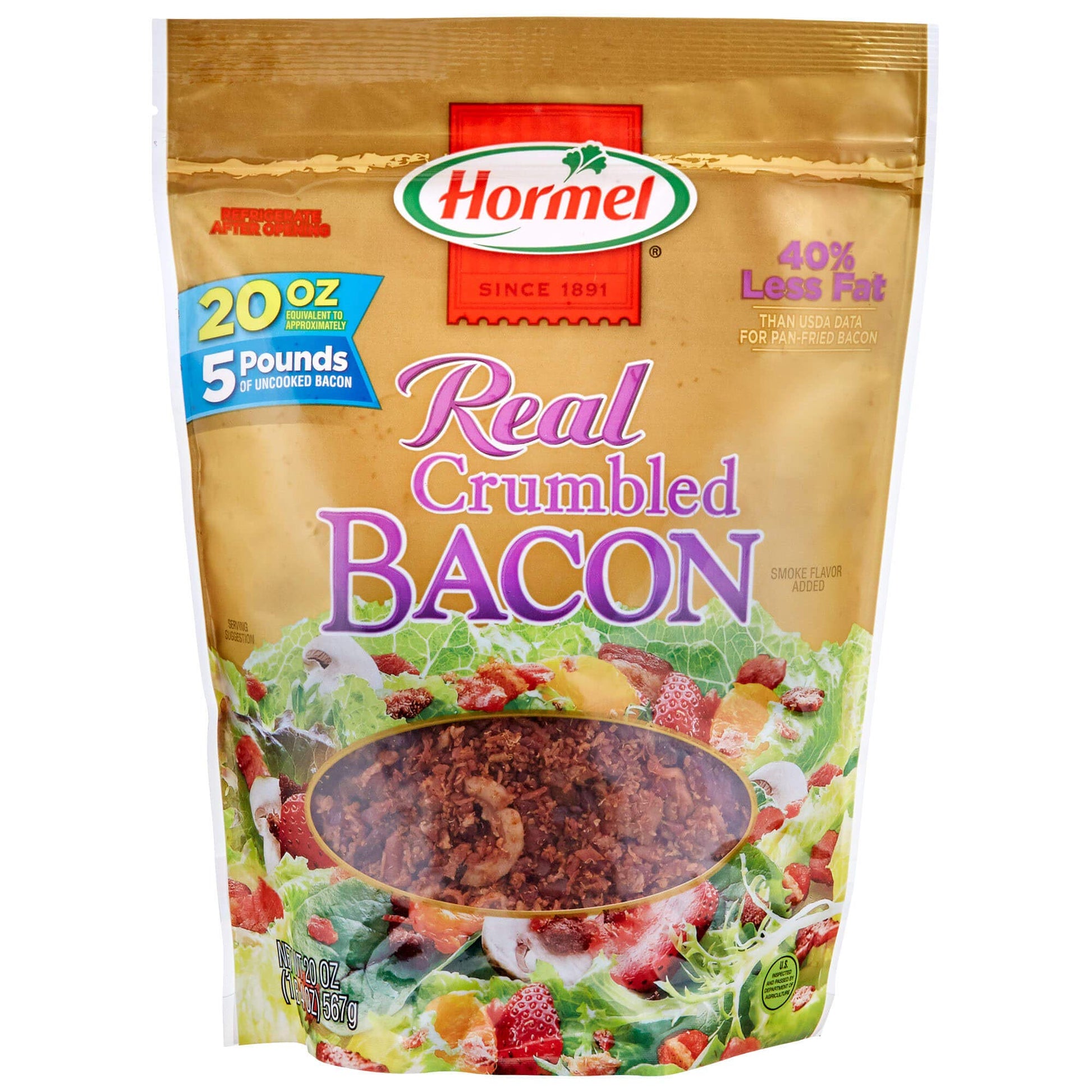 Hormel Premium Real Crumbled Bacon, 20 Oz Pouch, 1.25 Pound (Pack of 1)