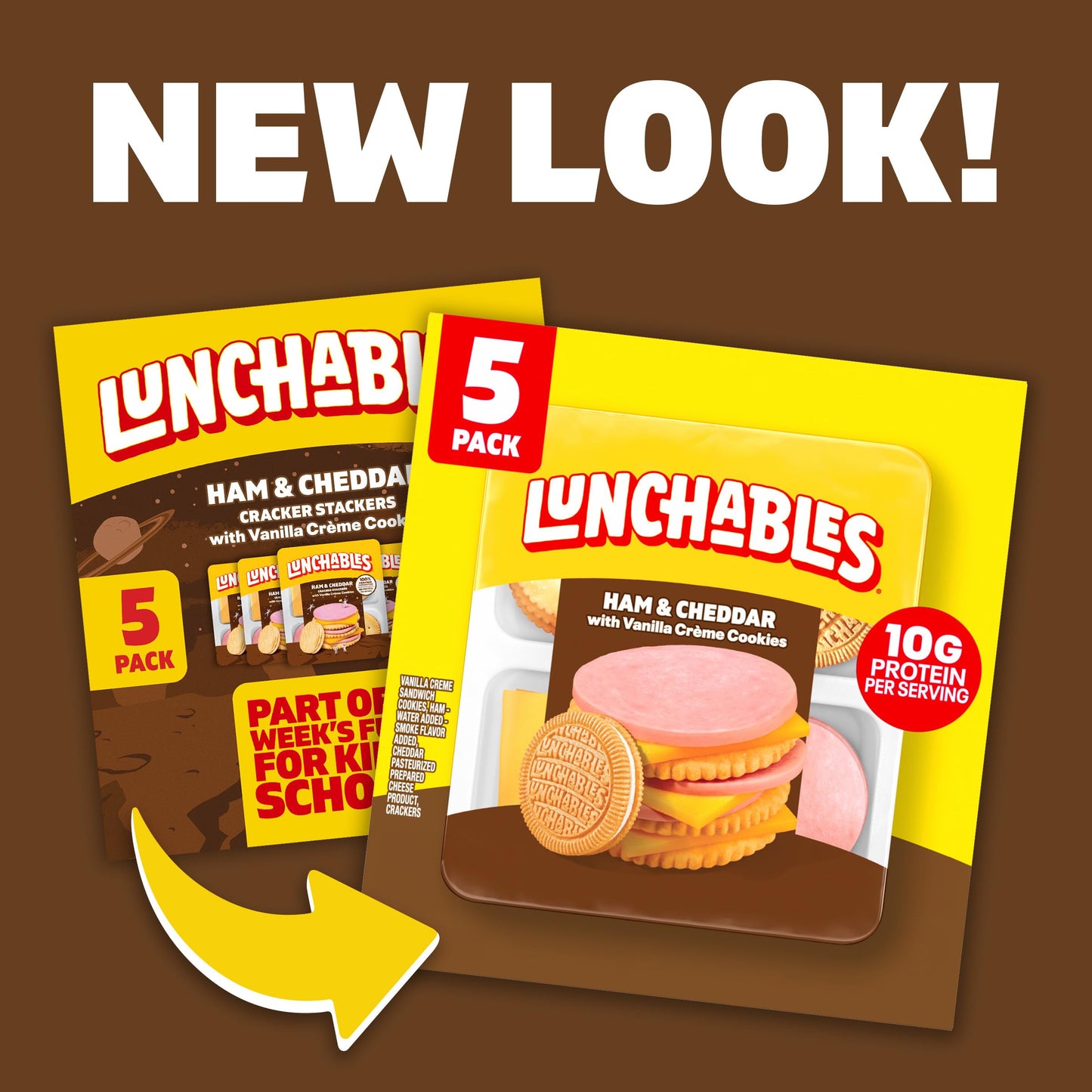 Lunchables Ham & Cheddar with Vanilla Creme Cookies, 5 ct Pack, 3.5 oz Trays