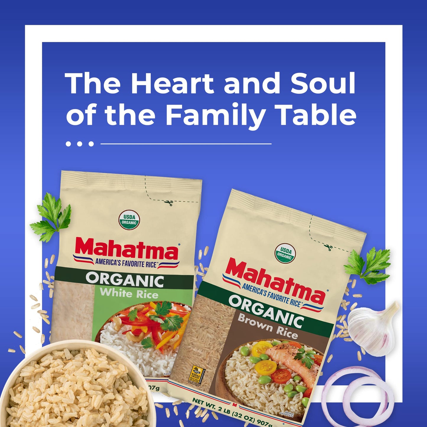 Mahatma Organic Brown Rice, 2-Pound Bag of Rice, Microwave Rice in 20 Minutes or Cook on Stovetop in 1 Hour (Pack of 5)