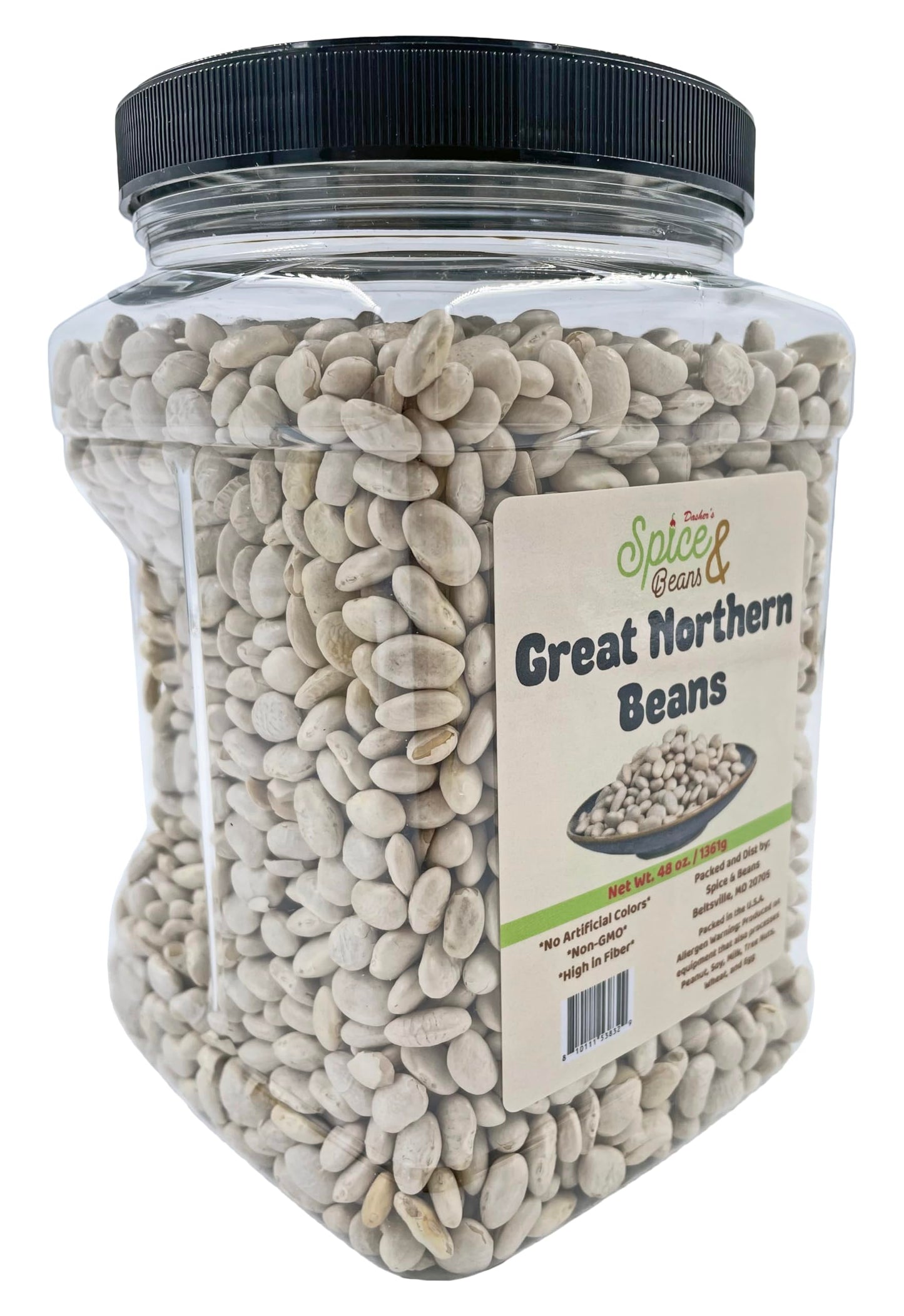 Dasher'S Spice & Beans Great Northern Beans | Resealable Jar | Non-Gmo | 3 Lbs.