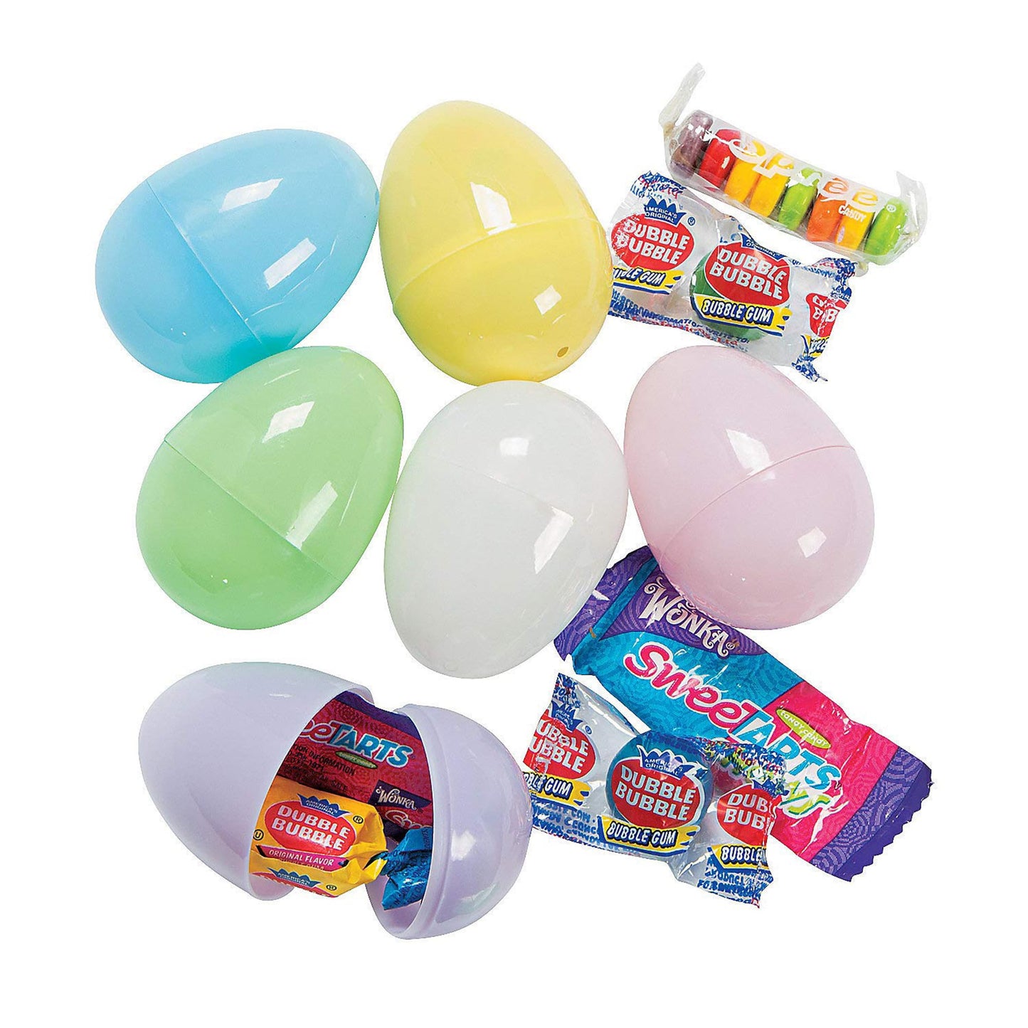 Fun Express Candy Filled Easter Eggs - 24 Count - Plastic - Pastel Colors - Easter Hunt Party Supplies
