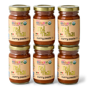Red Thai Curry Paste ORGANIC. VEGAN. DAIRY FREE. SUGAR FREE. KETO FRIENDLY. MADE IN THAILAND. Case of 6 x 4.23 oz Glass Jars