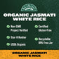RiceSelect Organic Jasmati White Rice for Asian-Food-Inspired Recipes, Premium Non-GMO Gluten-Free Long-Grain Jasmine Rice, 32-O