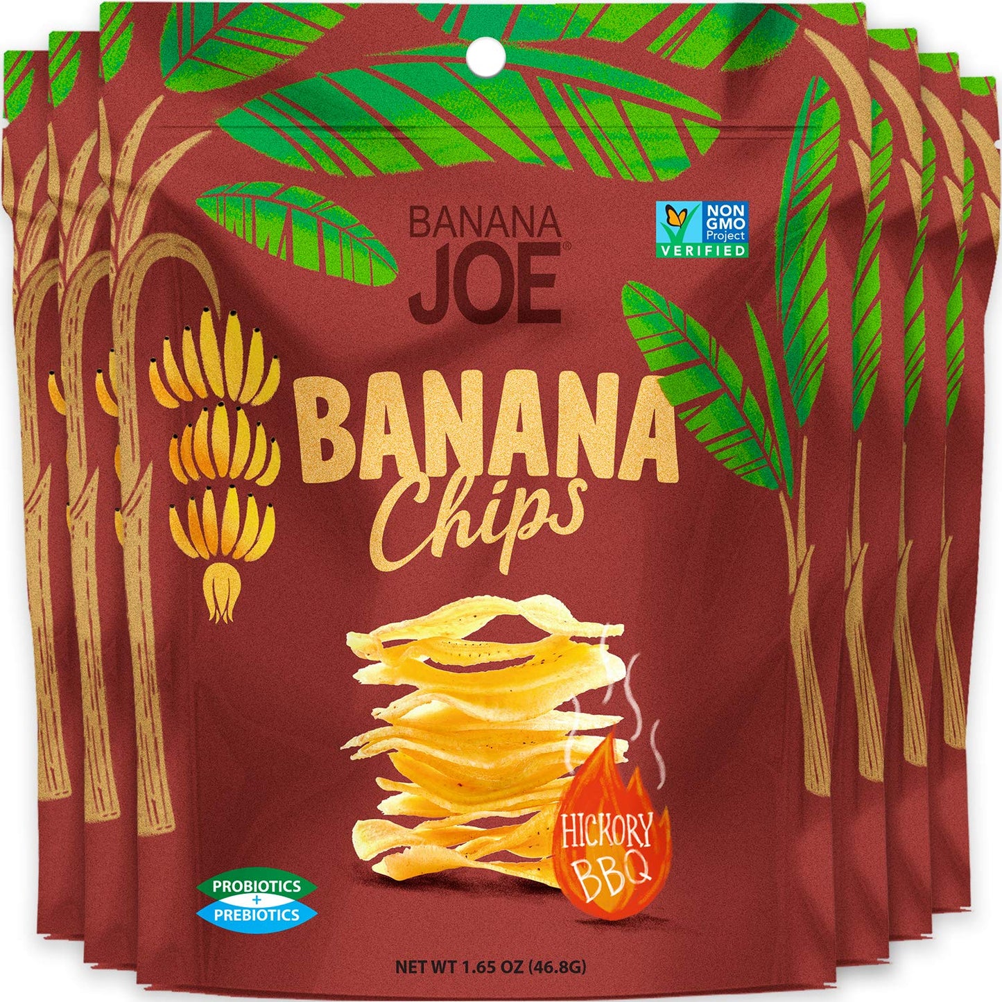 Banana Chips - Dried Bananas Gluten Free Chips (Hickory Bbq) Dehydrated Fruits Healthy Chips Snacks For Adults & Kids - Vegan Pa