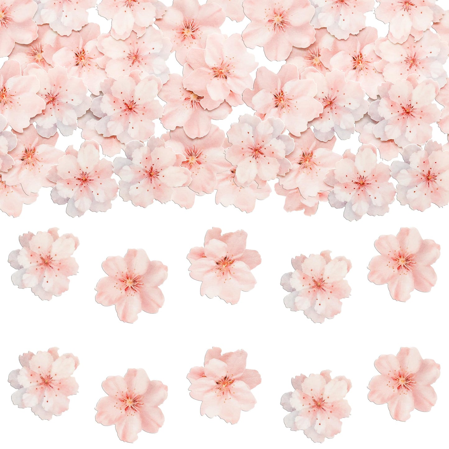 Gyufise 54Pcs Edible Cherry Blossoms Cake Decorations Edible Cherry Blossoms Cupcake Toppers Wafer Paper Flowers Cake Toppers Fo
