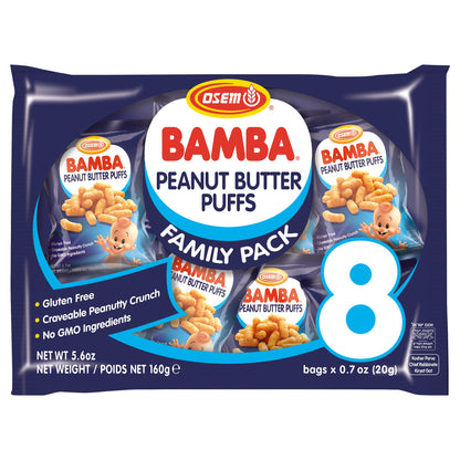 Osem Bamba Peanut Snacks for the Family - All Natural Peanut Puffs (Pack of 8) 0.7oz bags - Only 4 Ingredients - Peanut Butter P