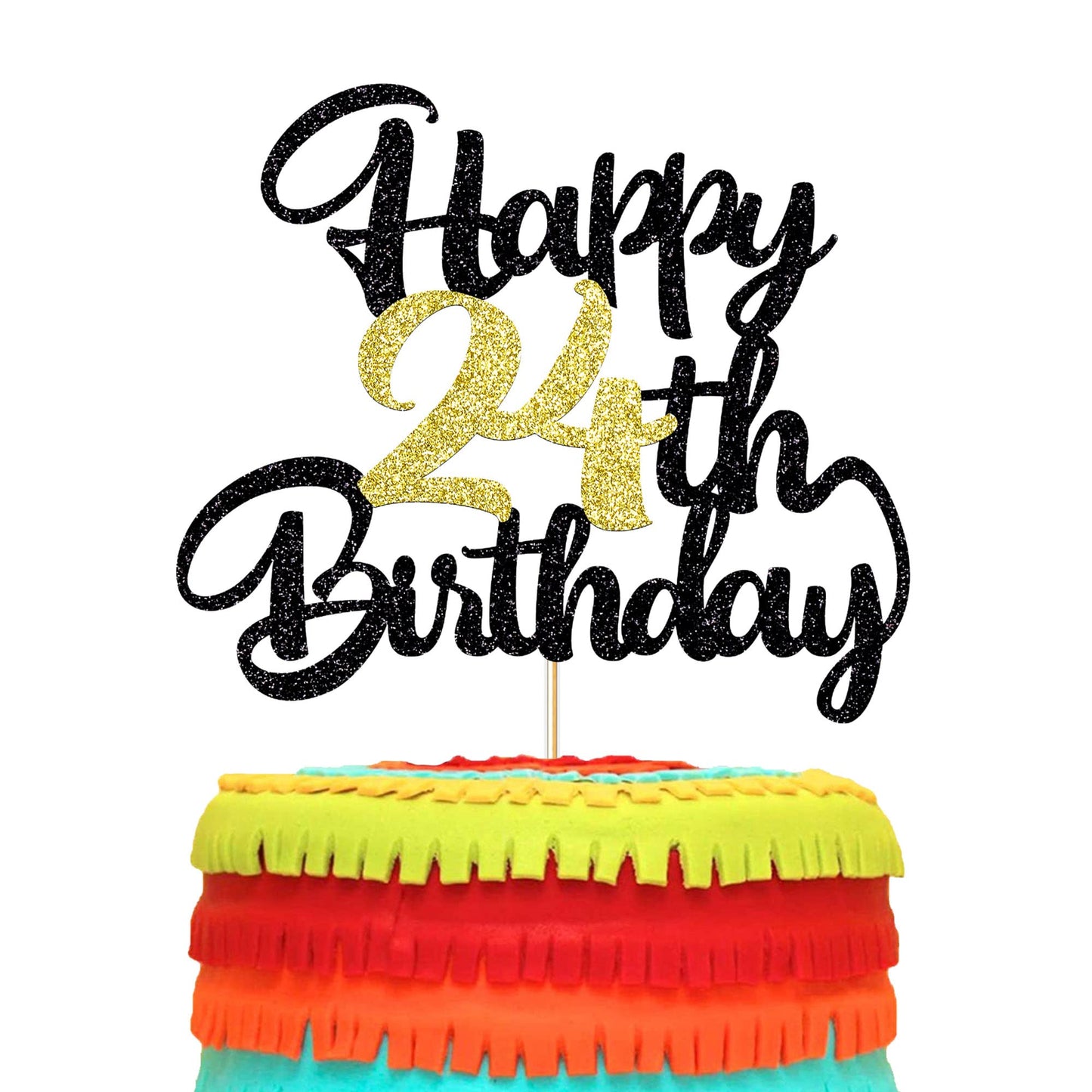 Klionjor 24Th Birthday Cake Topper - Happy Birthday Decoration For 24Th Birthday Party - Gift Plug-In (24)