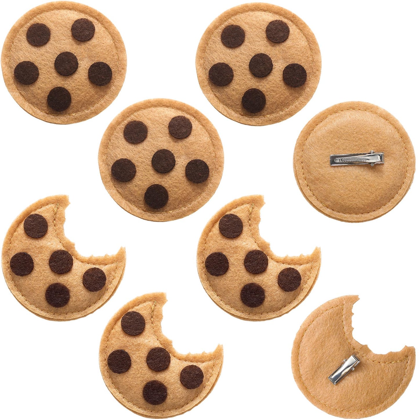 Suncalla 8 Pcs Chocolate Chip Felt Cookies Decor 2.5 Inch Chest Clip Cookies Costume Accessories For Halloween Events Party Supplies Decorations Holiday Gifts