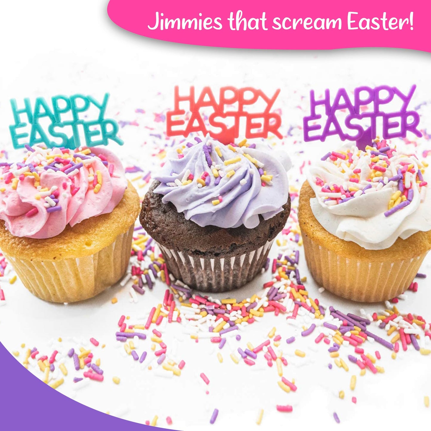 Jimmies In Springtime Mix - Resealable Standup Candy Bag - Pastel Jimmies In Pink, Lavender, White, And Yellow - Easter Themed S