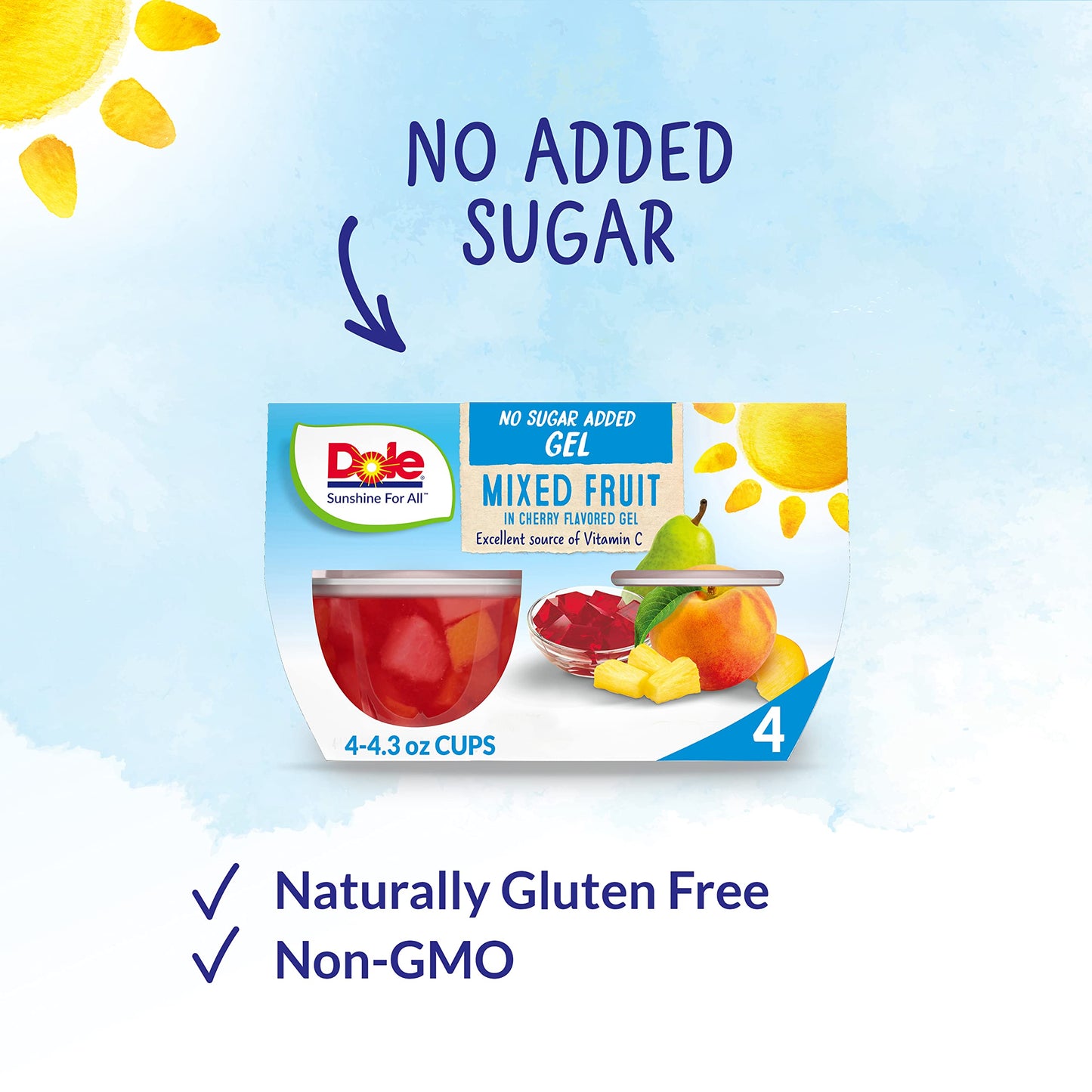 Dole Fruit Bowls Mixed Fruit In Cherry Flavored Gel Snacks, 4Oz 24 Total Cups, Gluten & Dairy Free, Bulk Lunch Snacks For Kids & Adults