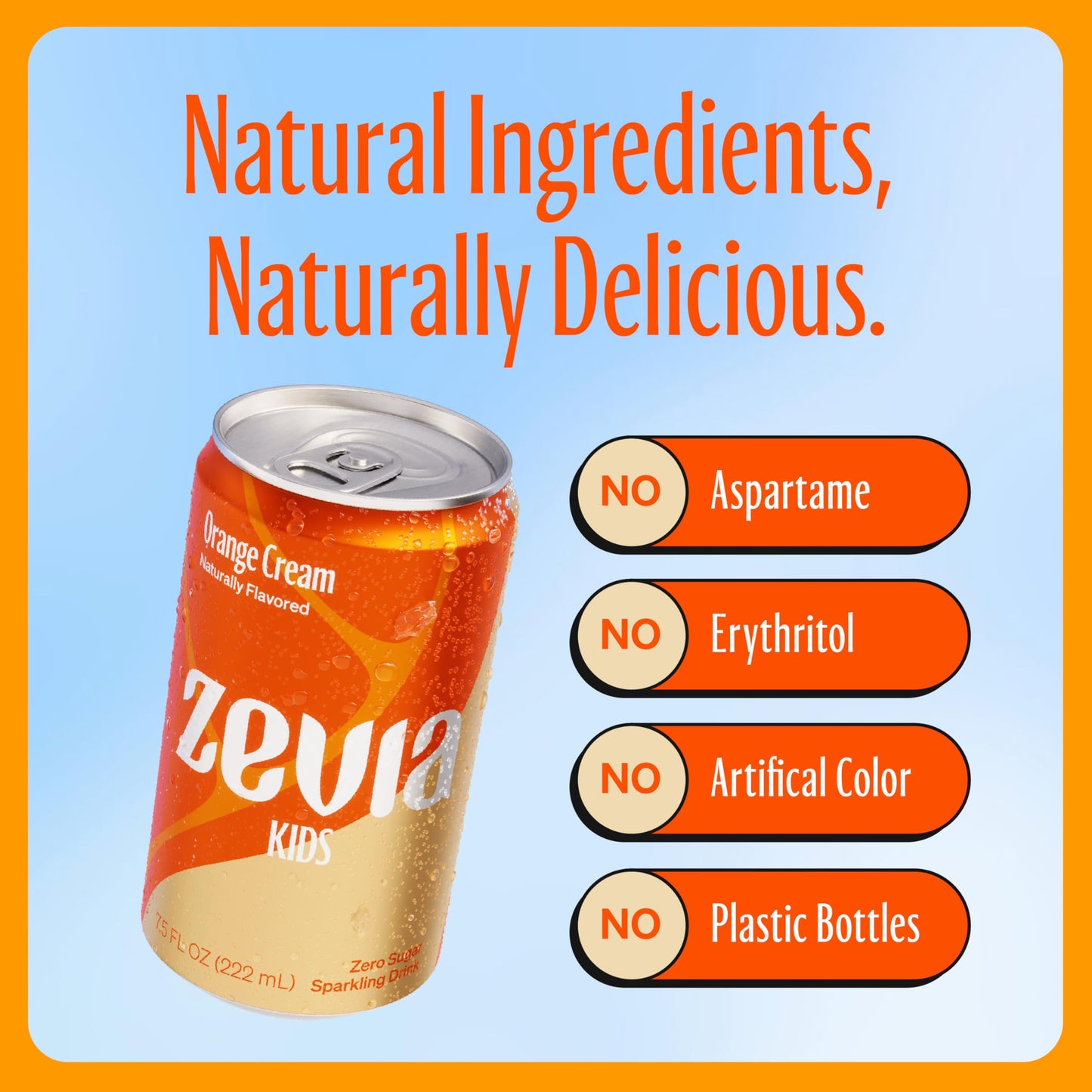 Zevia - Kidz Orangecrm Spark Drink - Case Of 4-6/7.5 Fz