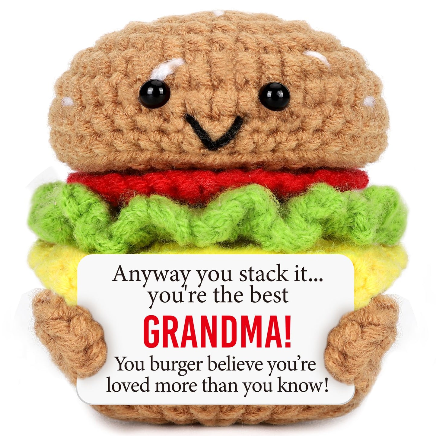 Avboda Mini Grandma Birthday Gifts From Granddaughter Grandson Handmade Crochet Burger Thankving Day Christmas For New Grandmother Great Grandma Nana Gigi Grammy Christmas Stocking Stuffers Ideas