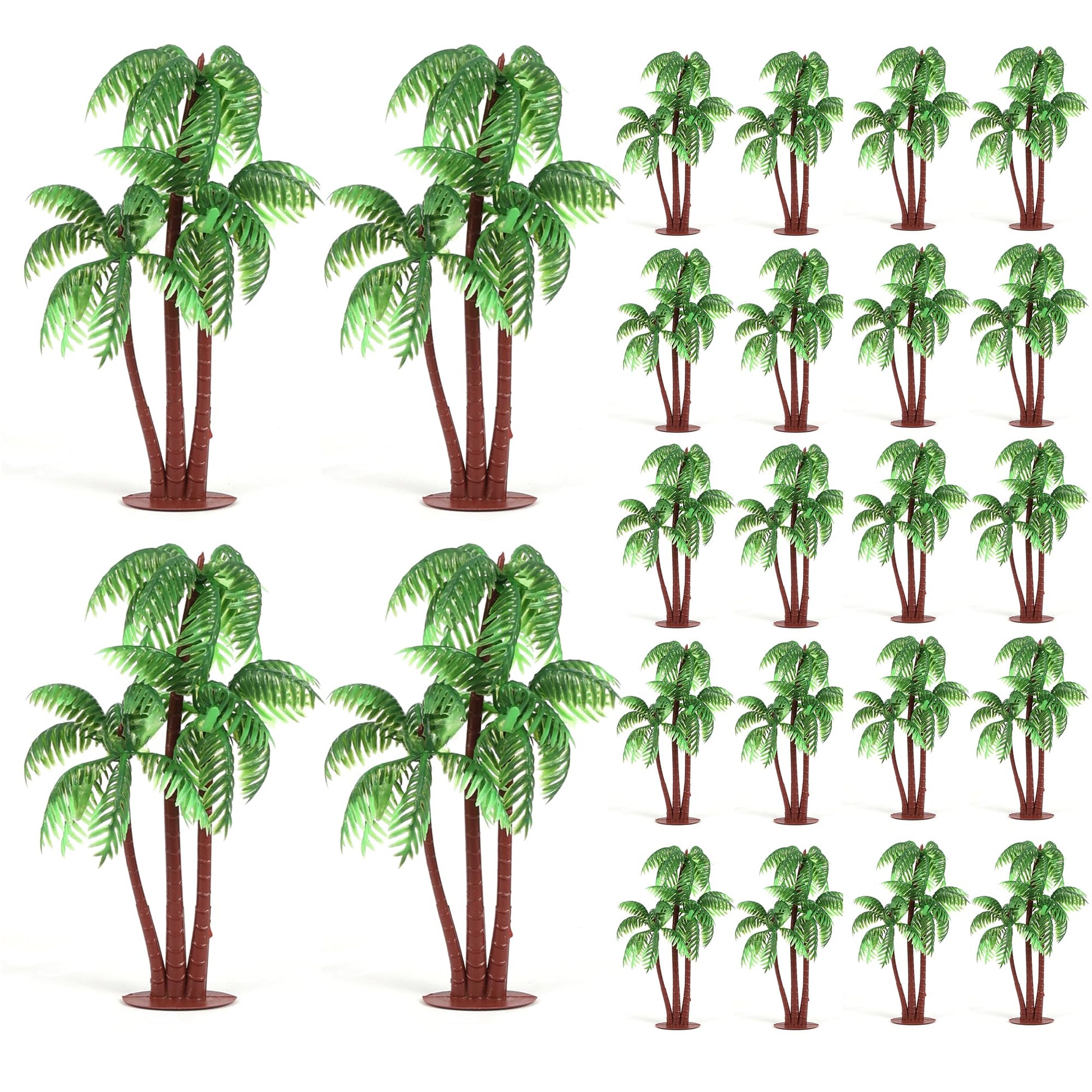 Gyufise 10 Pieces Plastic Green Palm Tree Coconuts Cupcake Toppers Miniature Palm Tree Figurines Cake Toppers Decorations For Mi