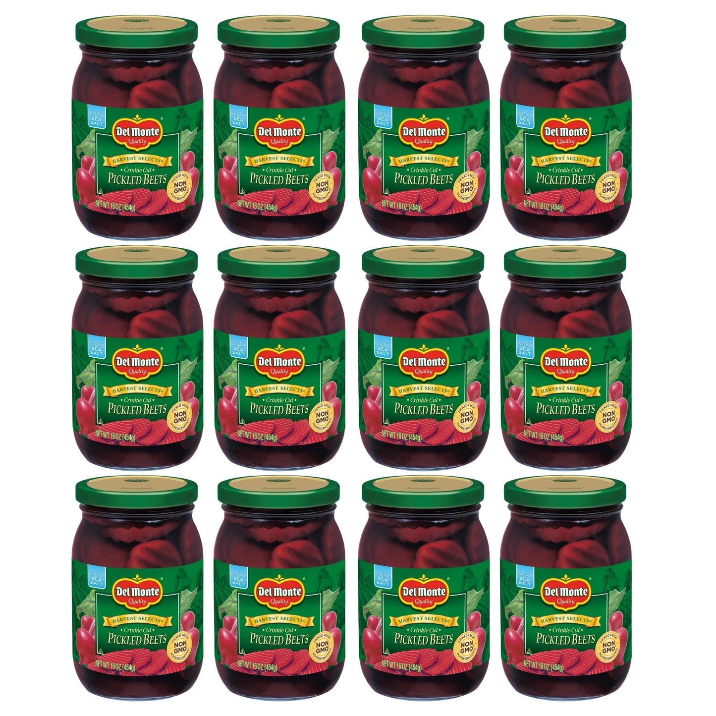 Del Monte Harvest Selects Crinkle Cut Pickled Beets, Ready To Eat Pickled Beets, 12 Pack, 16 Oz Jar