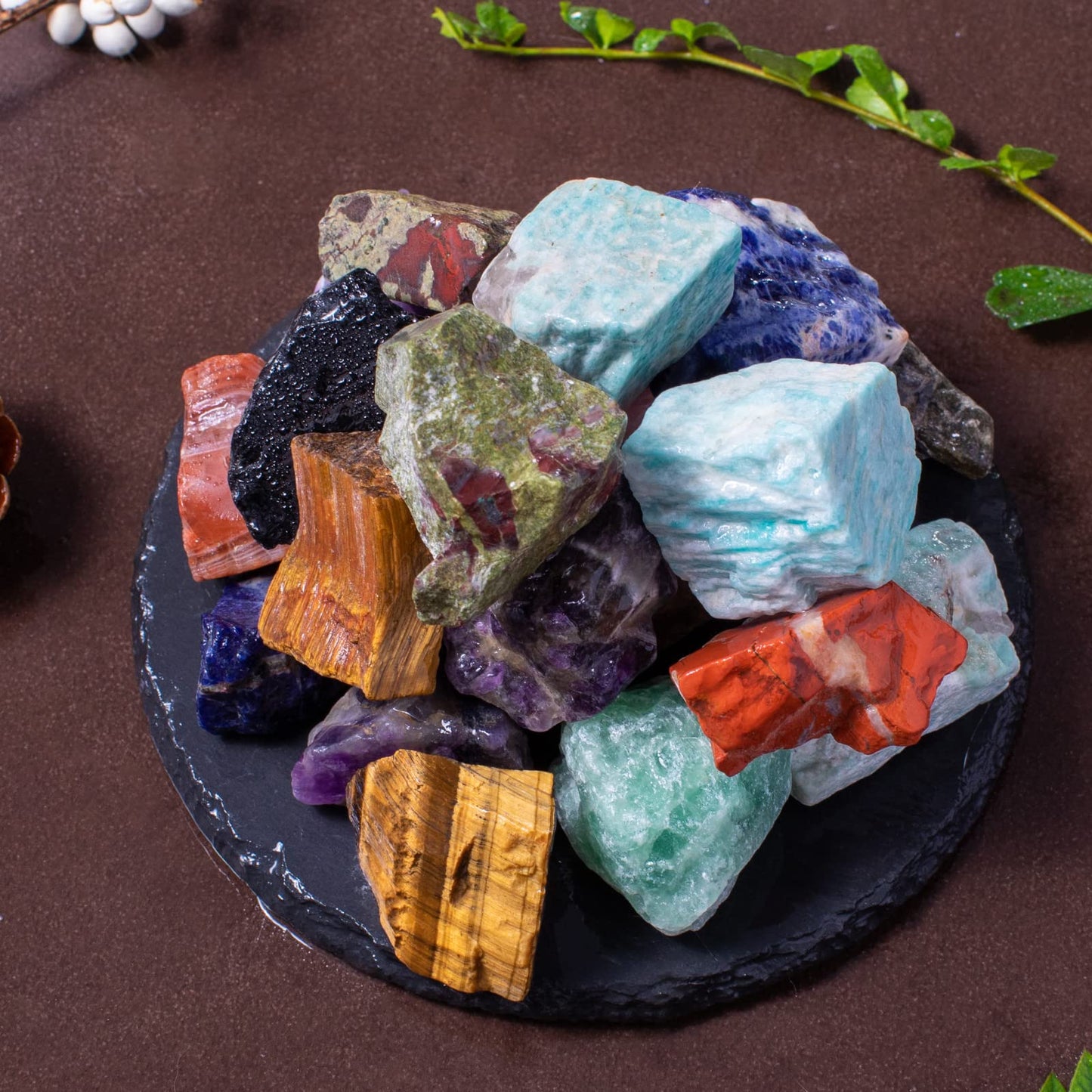 Forby 3 Lbs Bulk Rough Madagascar Stones Mix - Large 1'' Natural Raw Stones Crystal For Tumbling, Cabbing, Fountain Rocks, Decor