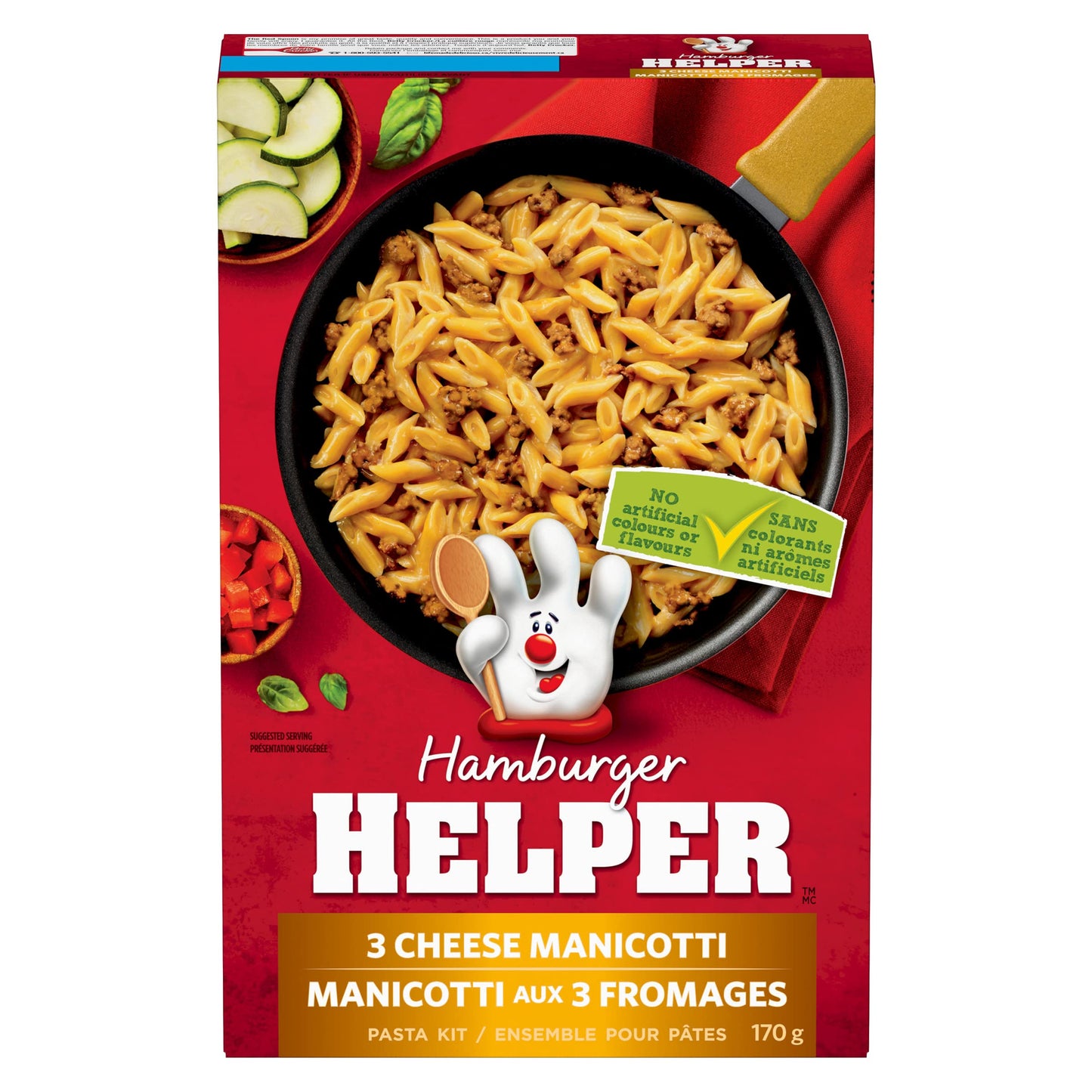Hamburger Helper, 3 Cheese Manicotti, 170g/6oz., Imported from Canada)
