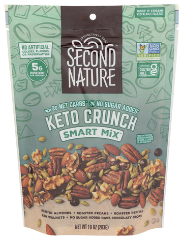 Second Nature Keto Crunch Smart Snack Mix 10 Oz. Resealable Pouch Pack Of 1 - Certified Gluten-Free Snack