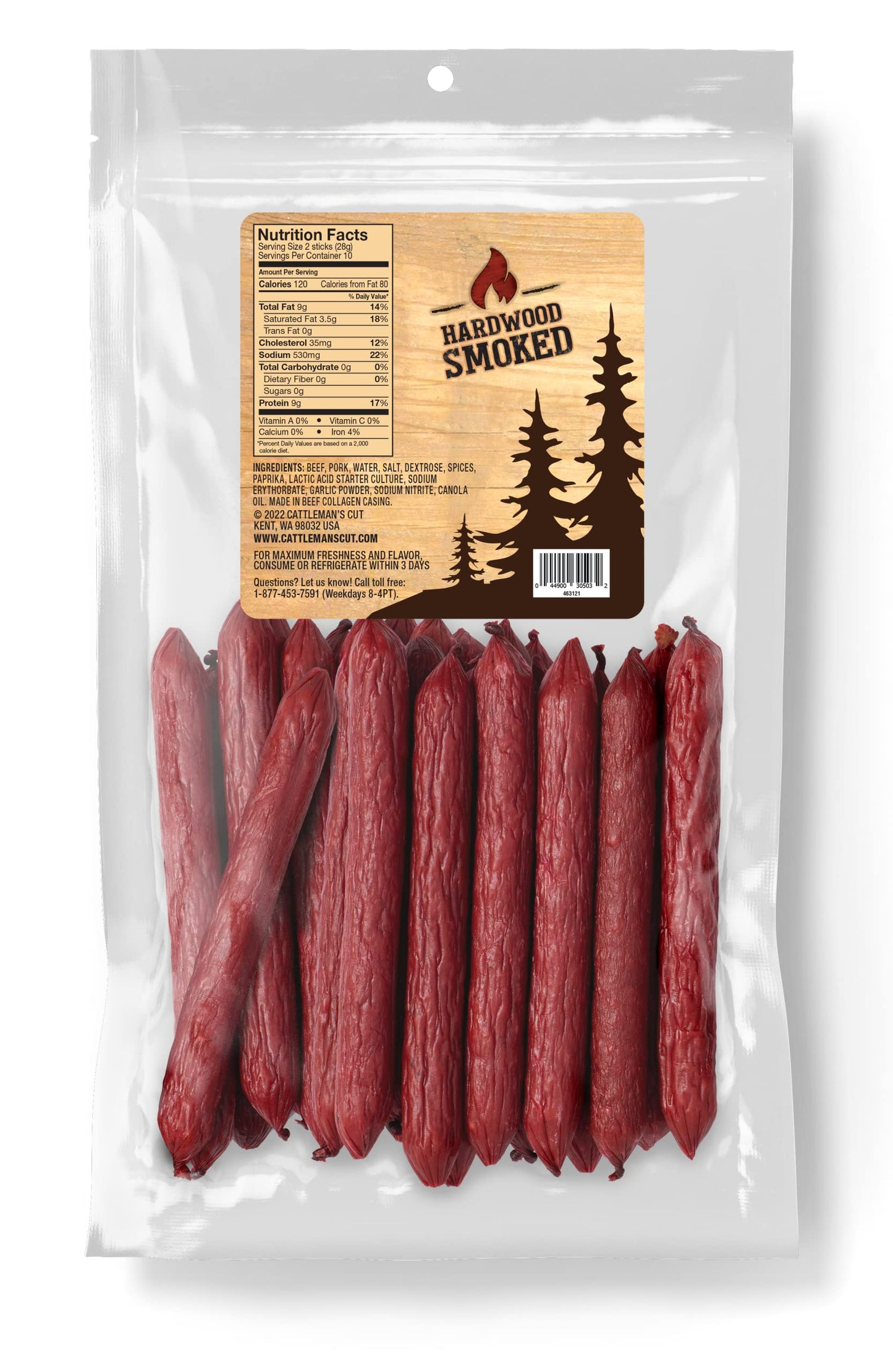 CATTLEMANS CUT Hunters Sausage, 10 Ounce - High-Quality Meat Snack, Pack of 1