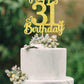 31 Birthday Cake Toppers - Gold Glitter, 31st Birthday Decorations for Men & Women