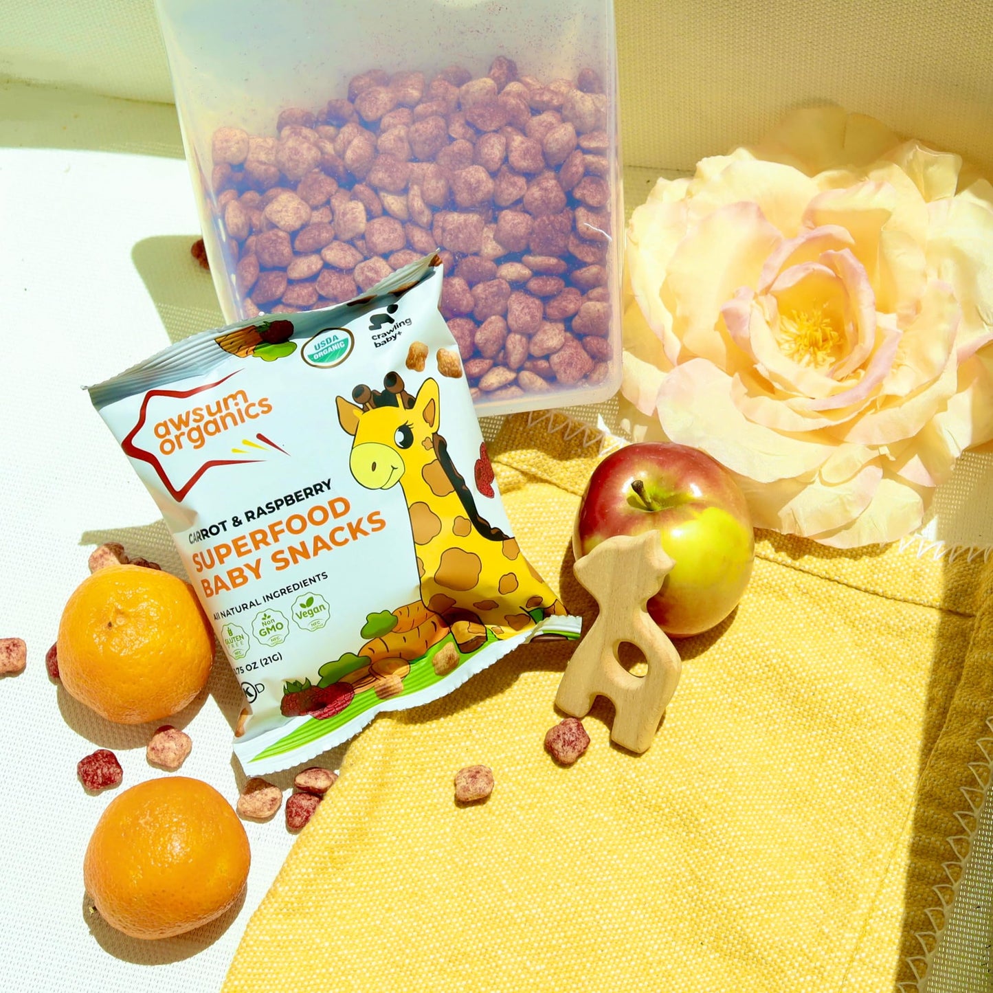 Awsum Organics Baby Snacks - Happy Healthy Baby Food - Snack For Babies - Organic Vegan Kosher Gluten Free - Natural Plant Based