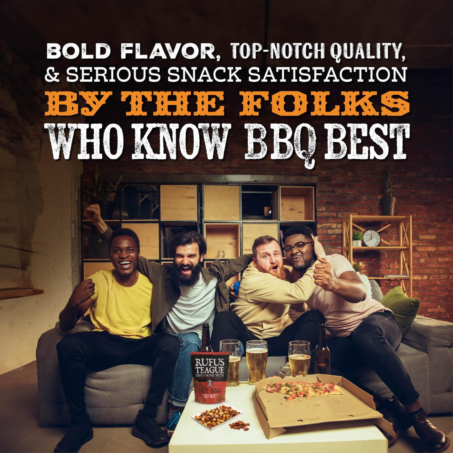 Rufus Teague Hot BBQ Variety Pack – Sweet, Spicy & Smoky Nuts, 9 oz Resealable Pouches, 3 Pack