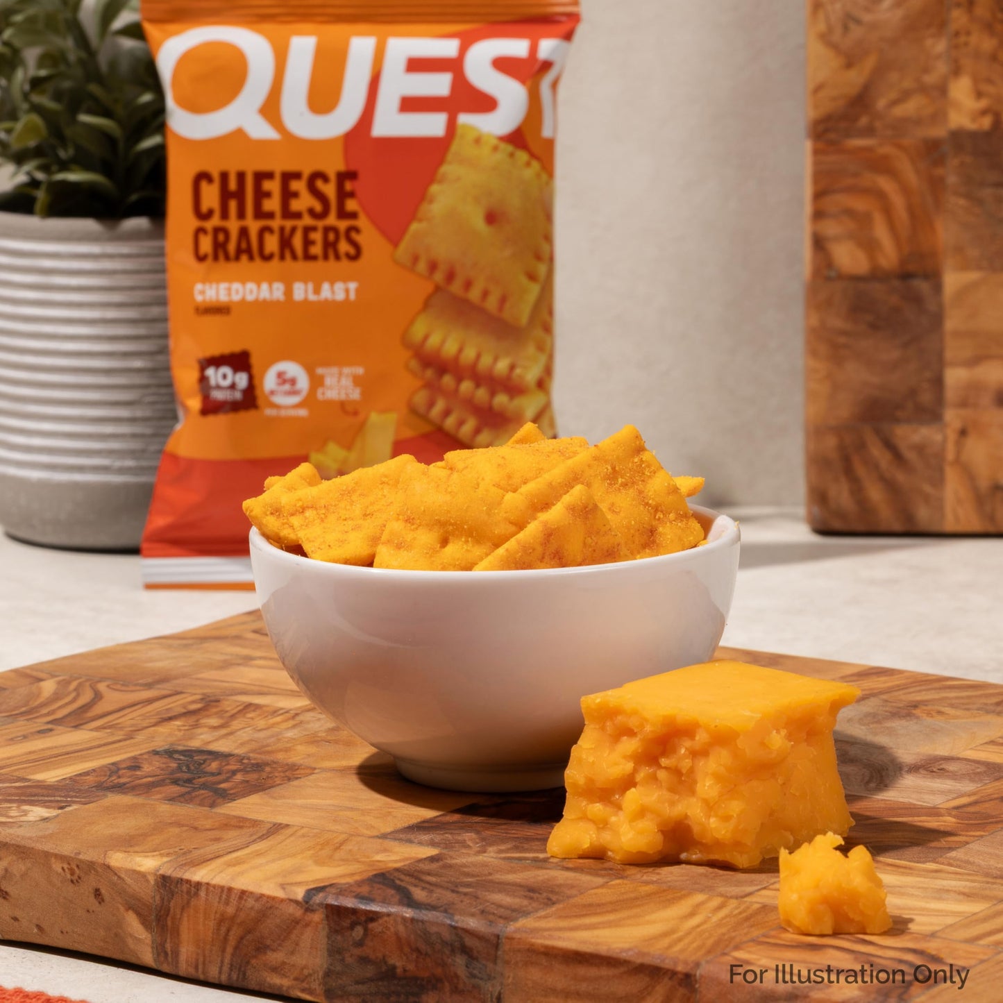 Quest Nutrition Cheese Crackers, Cheddar Blast, 10g Protein, 5g Net Carbs, 1g Sugar, Made with Real Cheese, High Protein Snack,
